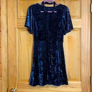 American eagle blue crushed velvet wrap dress S